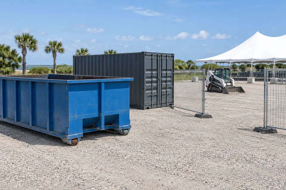 Supporting site rentals including storage and waste equipment